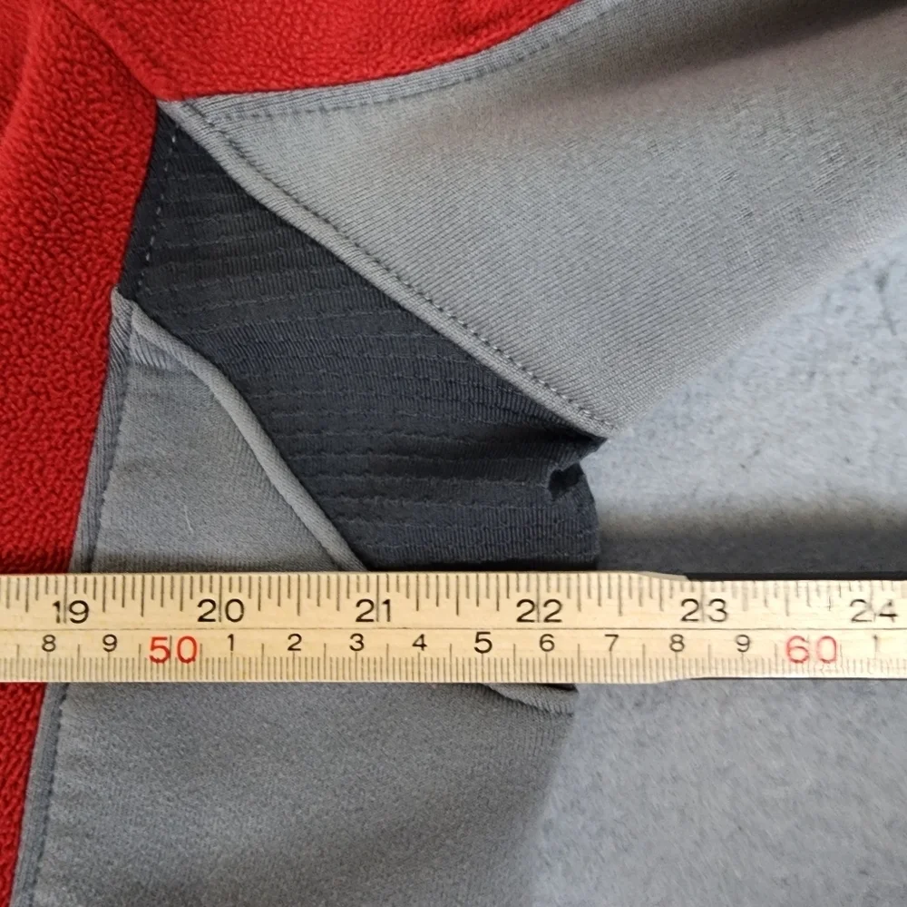 REI POLARTEC Red And Gray Full Zip Jacket Fleece Front Zip Pockets